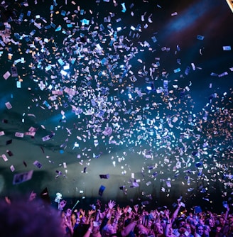 people partying with confetti