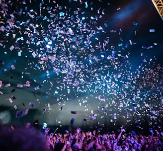 people partying with confetti