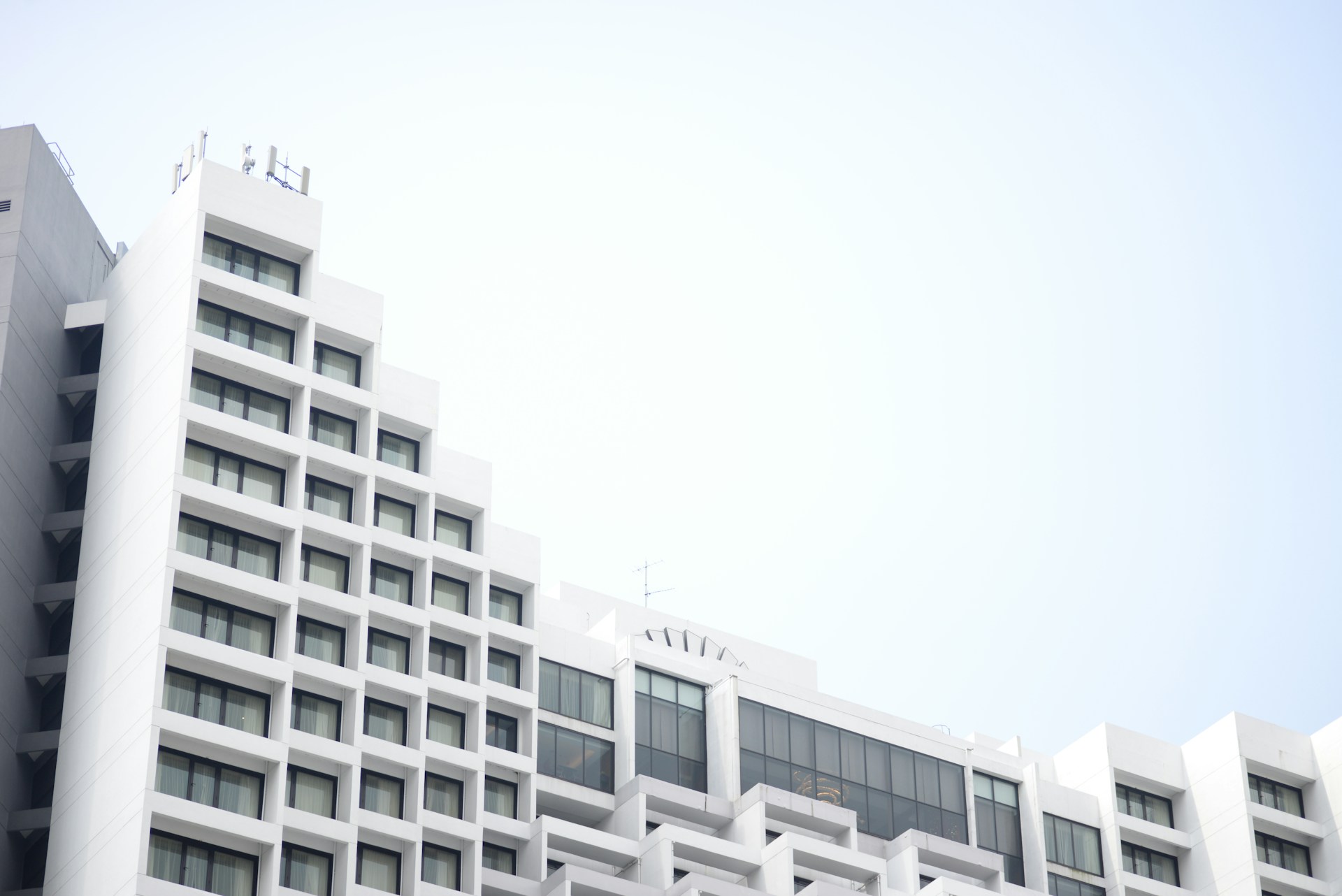 low angle photography of white concrete building