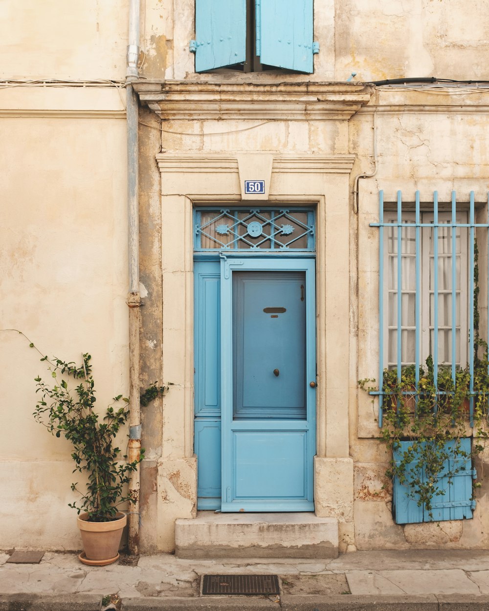 building with closed door