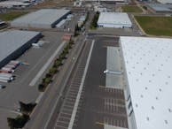An aerial view of a busy warehouse filled with goods.