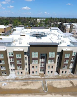 Aerial view of a residential building project in progress.