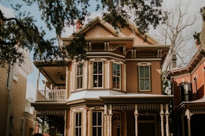 beige 2-story house