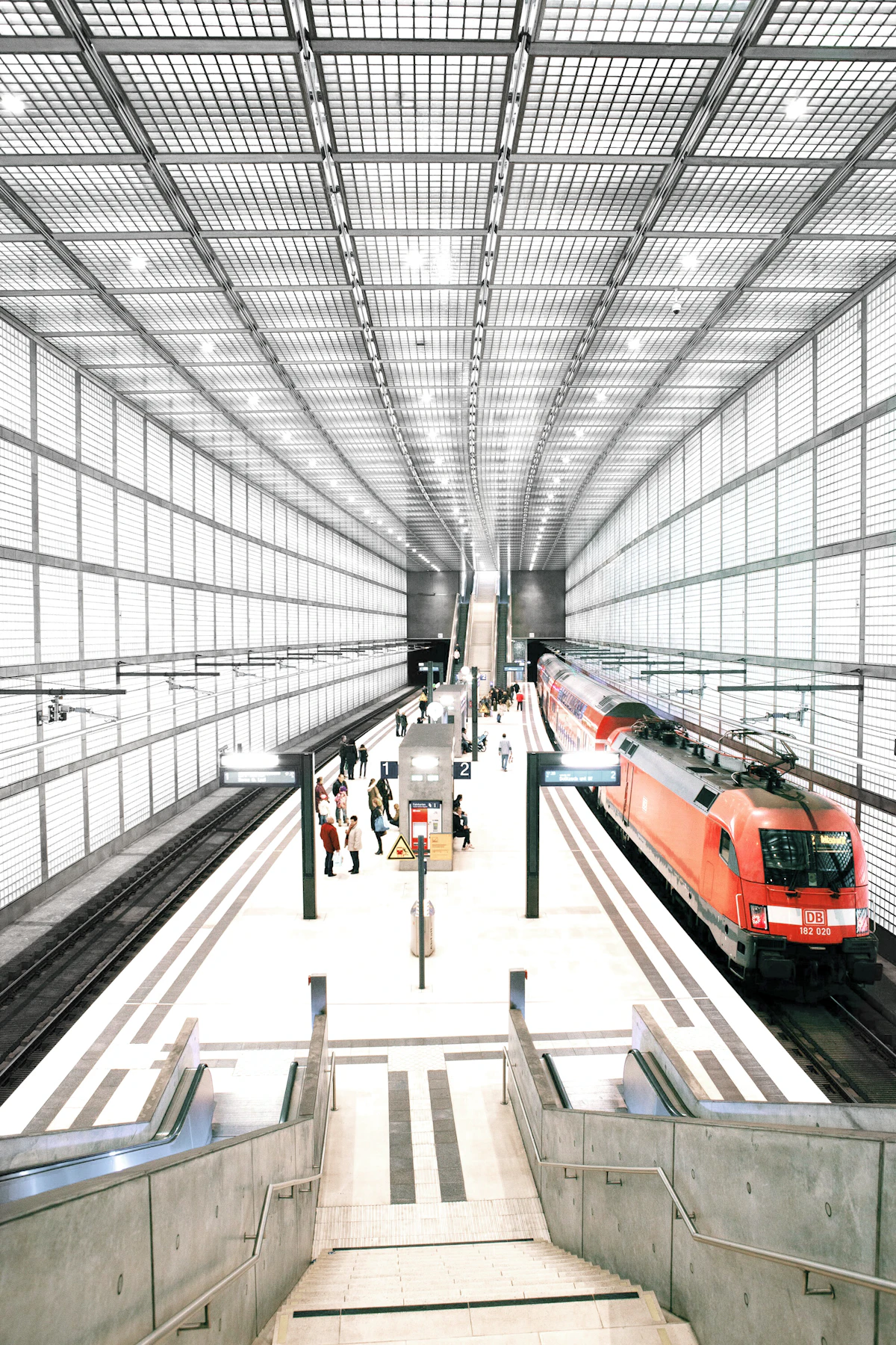 Train at a German railway station platform