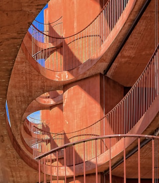 low angle photography of orange concrete building