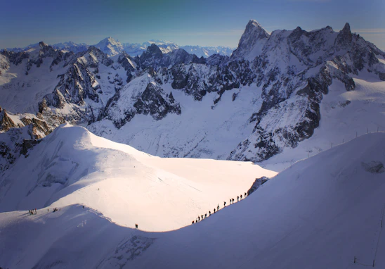 Unsupported ski across crevasse fields in Antarctica during the Triple Crown expedition