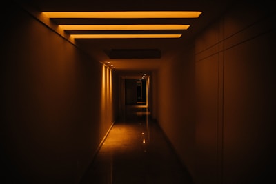 Brightly lit hallway showing newly installed electrical wiring and fixtures.