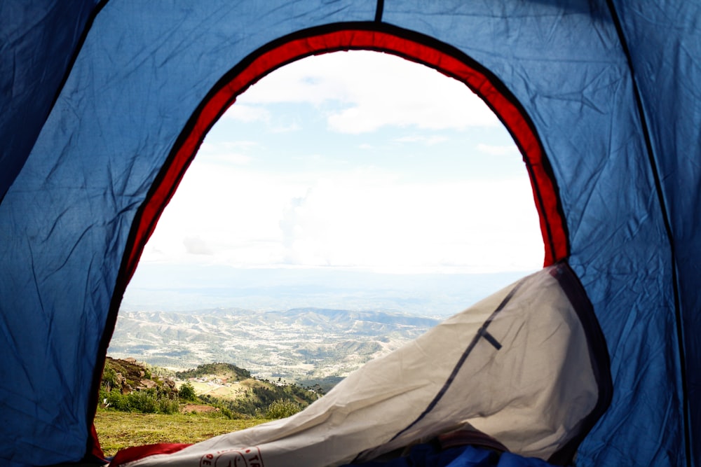 blue and red tent