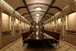 An elegant conference room set up for a meeting.