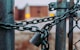 macro shot of stainless steel padlock