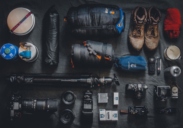 photo of assorted cameras and bags