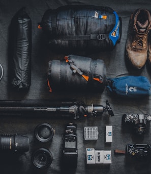 photo of assorted cameras and bags