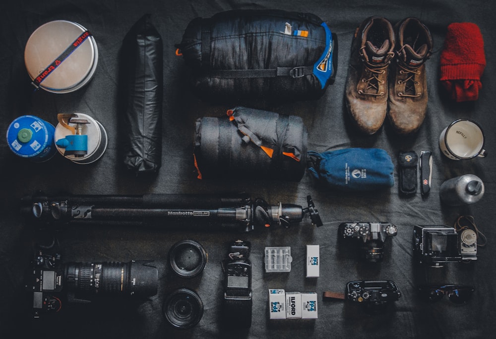 photo of assorted cameras and bags