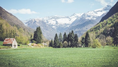 A serene image of a cozy home surrounded by nature, symbolizing peace and comfort for veterans.
