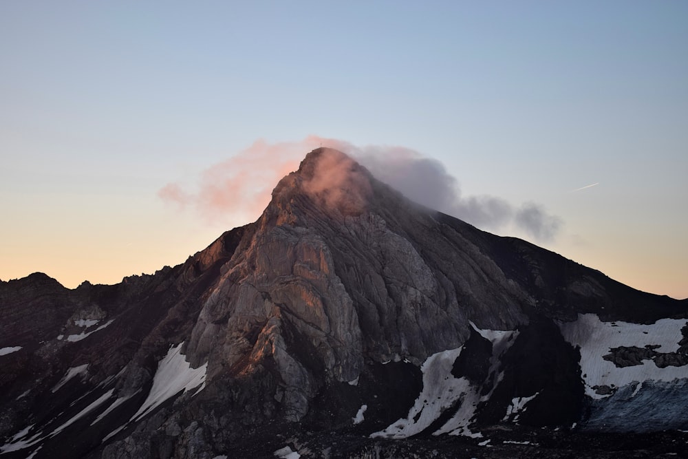 mountain range with clouds