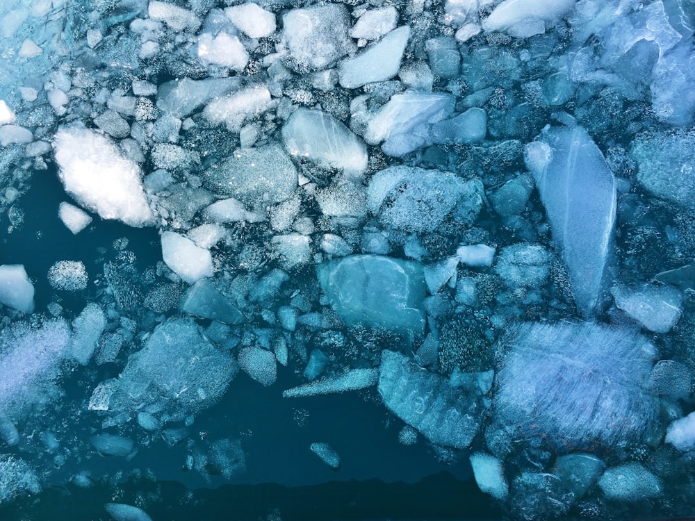 large ice on body of water