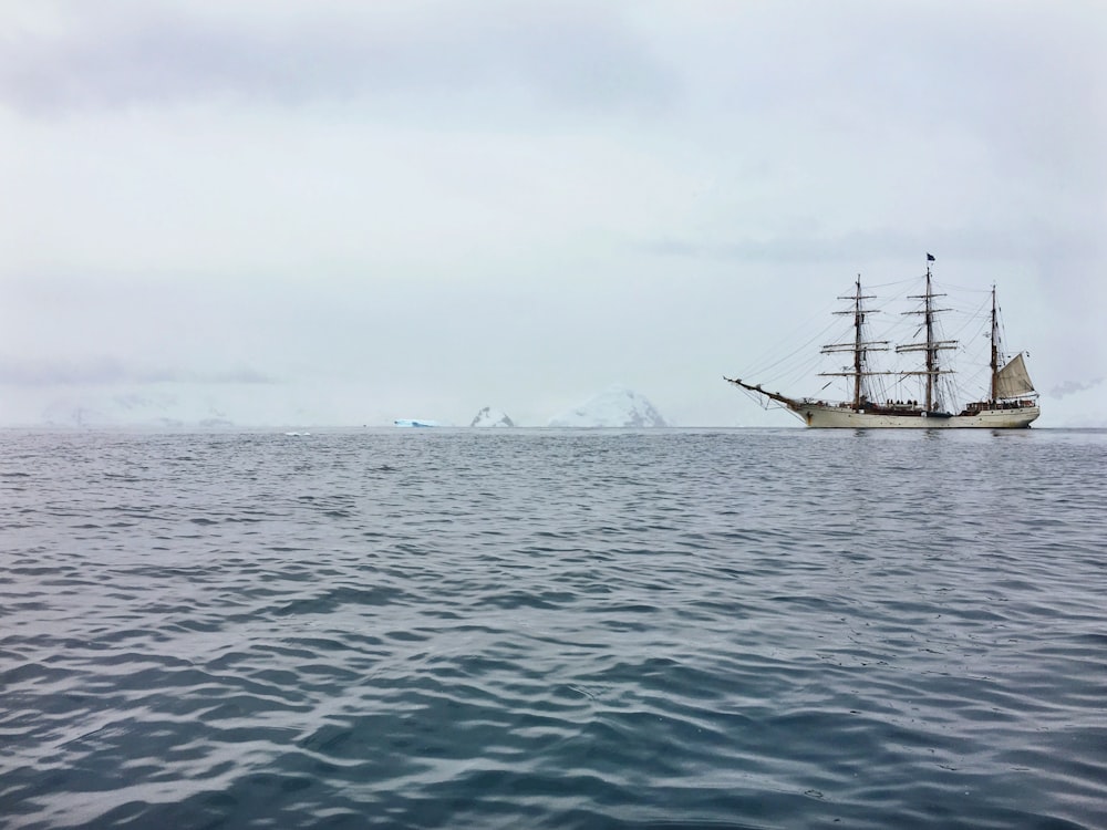 pirate ship on calm body of water