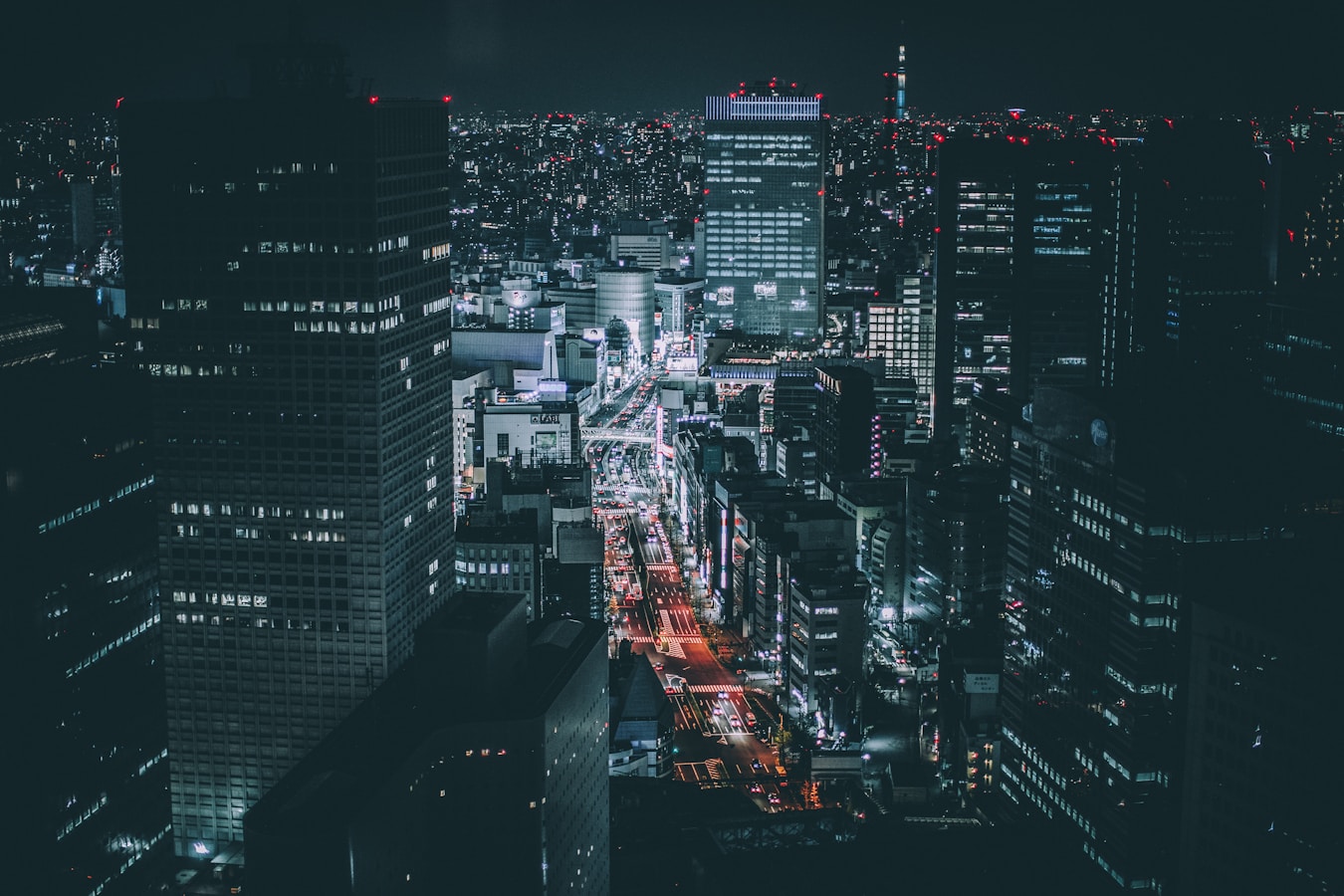 Night view of a cyberpunk megacity