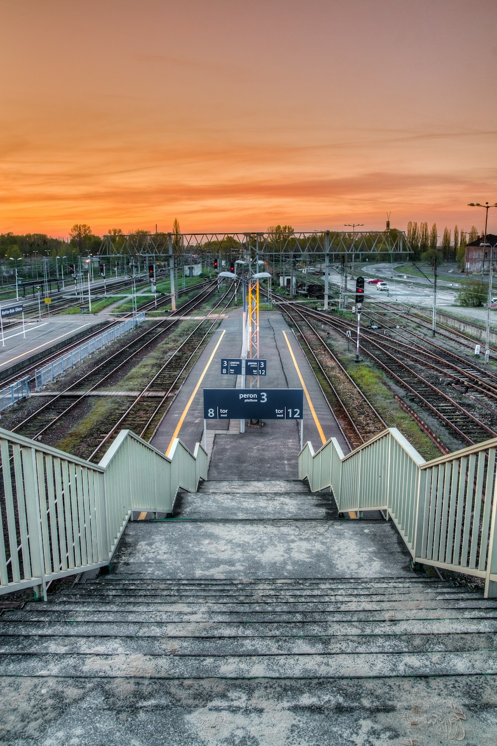 staircase of bridge way to train station