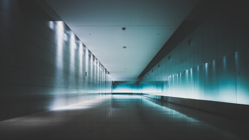 blue light on hallway