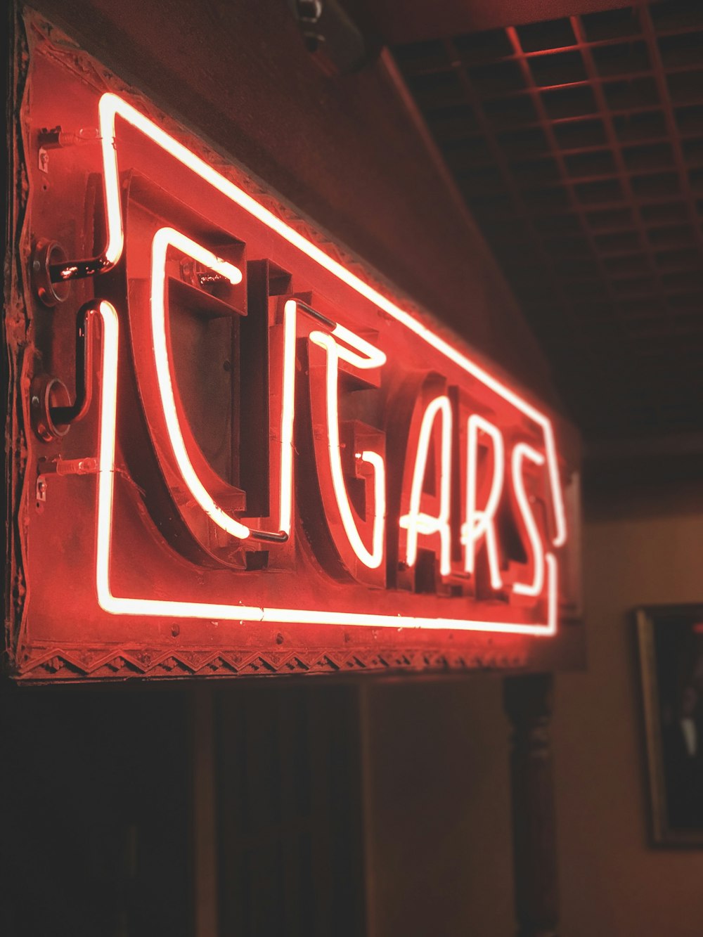 red Cigars neon signage hanging decor