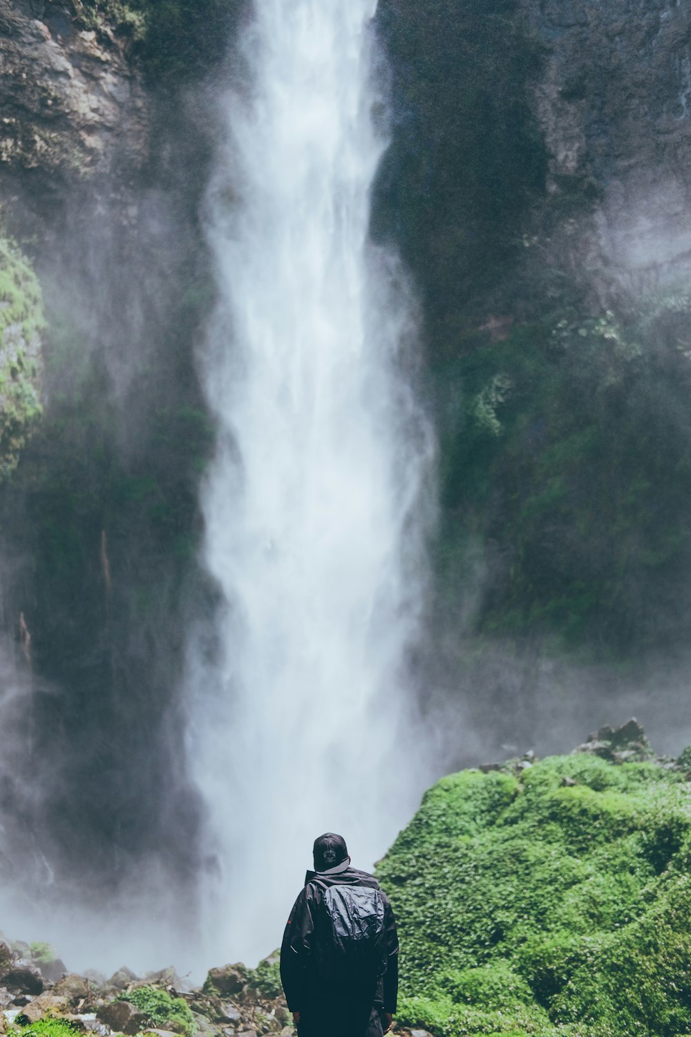 person standing on mountain