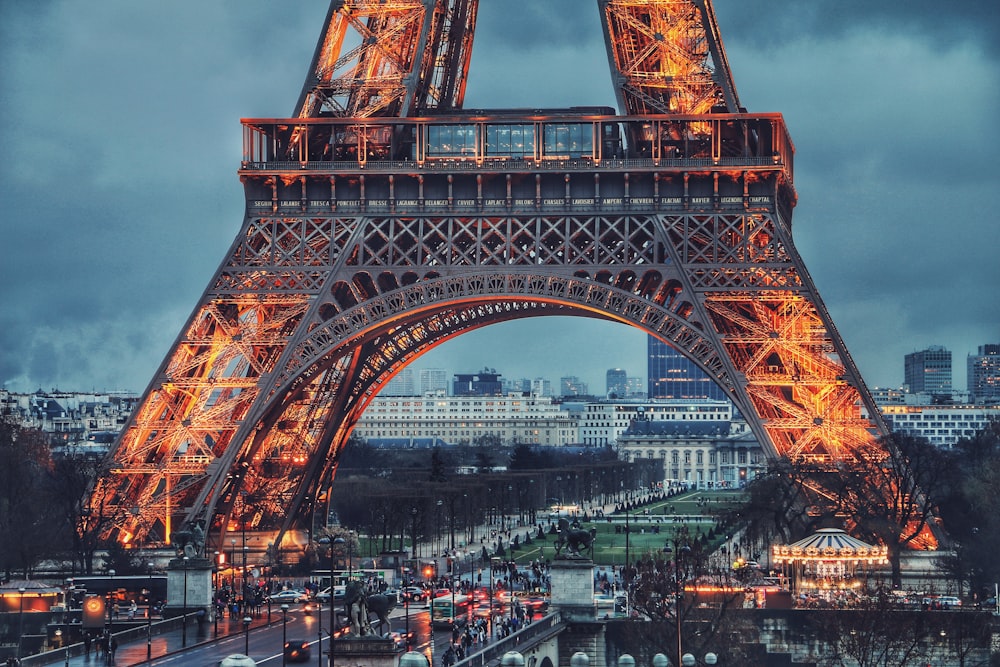 Eiffel tower during nighttime