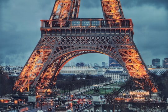Eiffel tower during nighttime in Trocadéro Gardens France