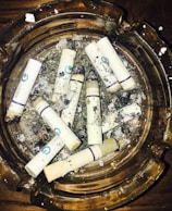 A collection of various resin ashtrays displayed together.