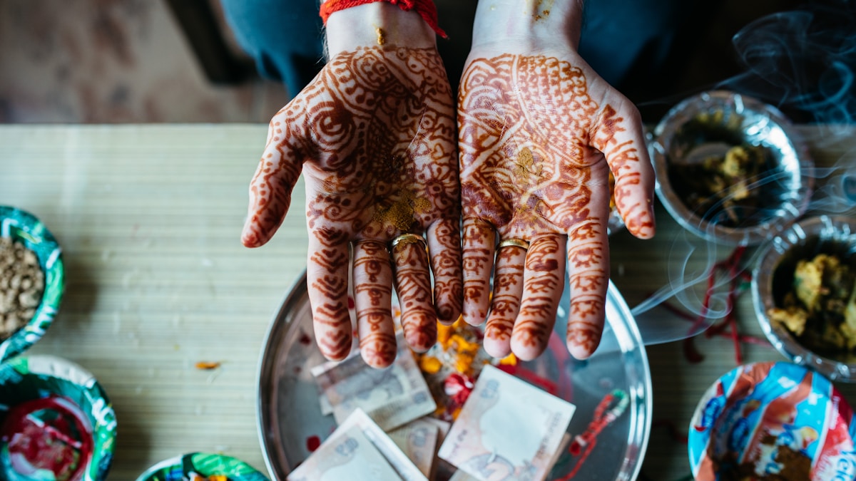 human hand with mehndi tattoo