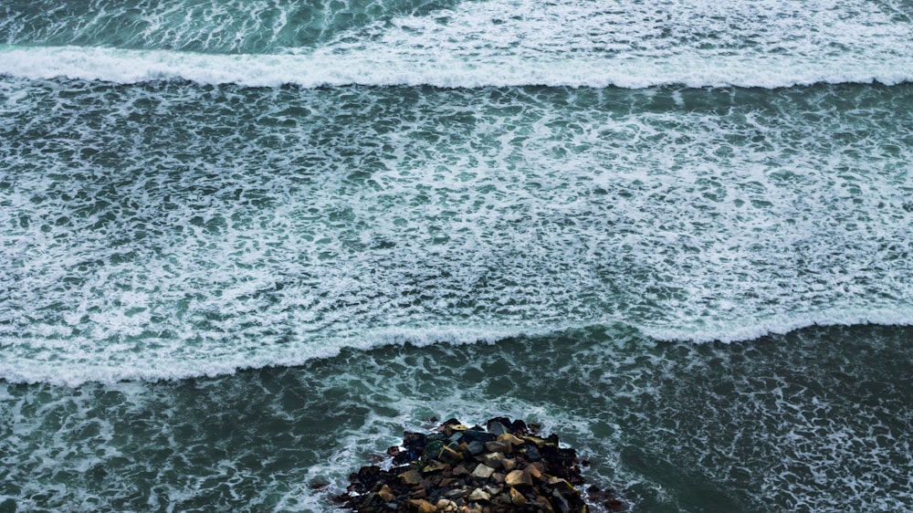 aerial view of ocean waves