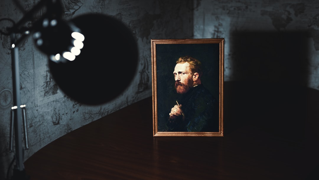 Bearded man portrait and lamp