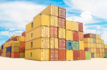 assorted-color filed intermodal containers