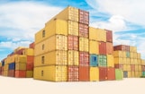 assorted-color filed intermodal containers