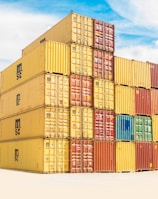 assorted-color filed intermodal containers