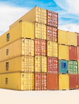 assorted-color filed intermodal containers