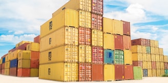 assorted-color filed intermodal containers