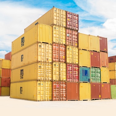 assorted-color filed intermodal containers