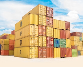 assorted-color filed intermodal containers