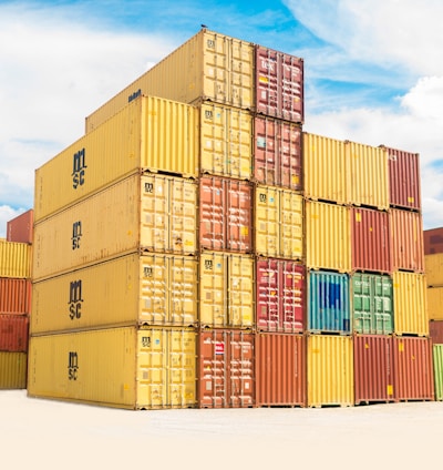 assorted-color filed intermodal containers