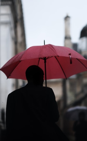man holding umbrella