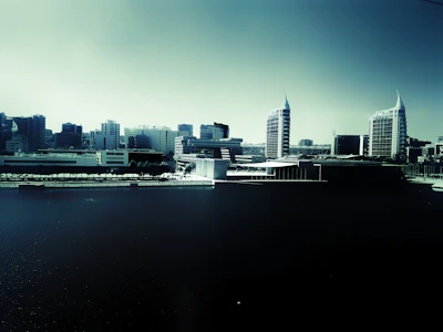 City skyline showcasing public infrastructure supported by private investment.