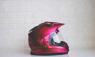 red full-face helmet