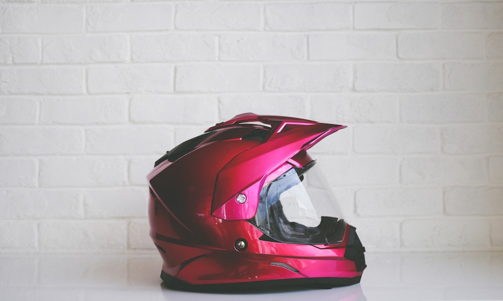 Red full face helmet