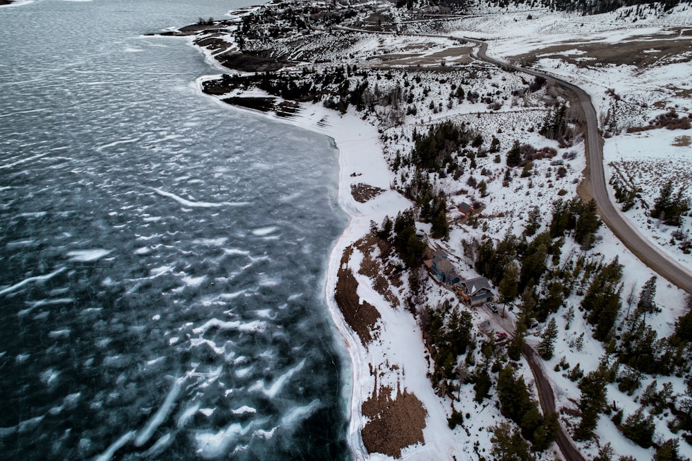 aerial photography of body of water