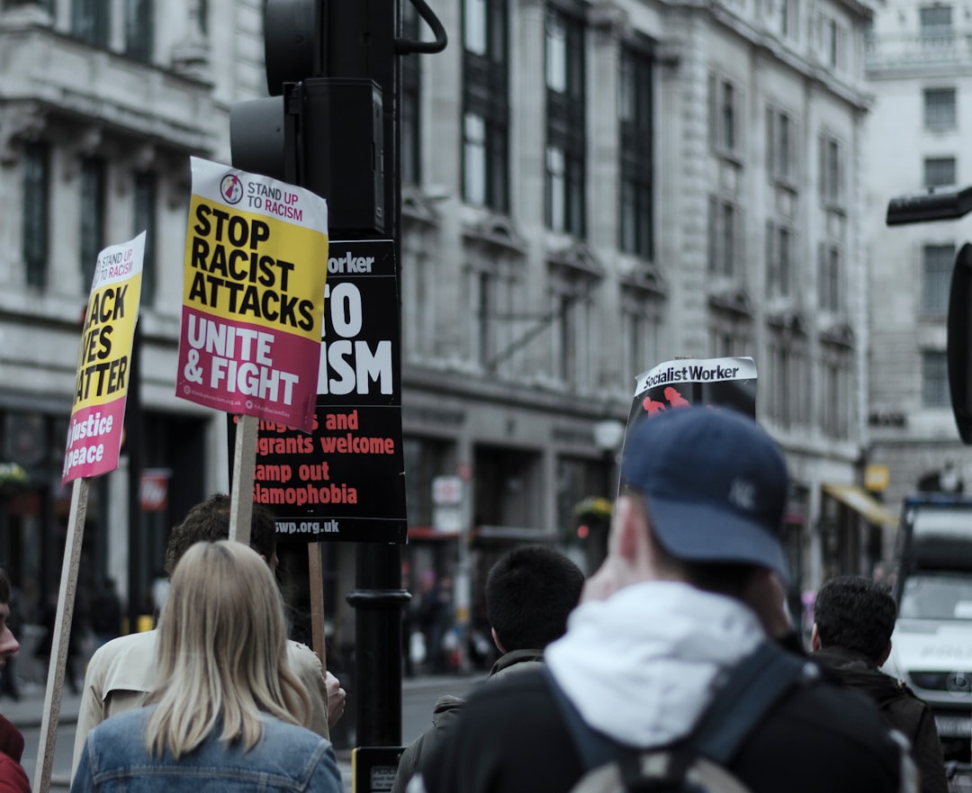 Around anti-racism protesters in London