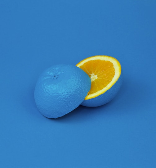 blue lemon sliced into two halves