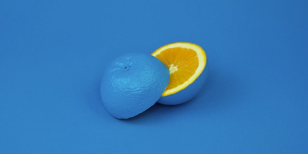 blue lemon sliced into two halves