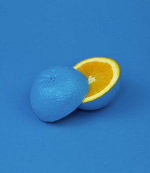 blue lemon sliced into two halves