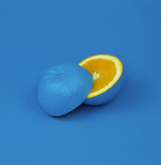 blue lemon sliced into two halves